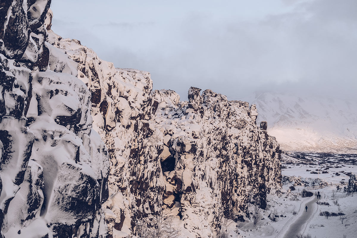 Refuse to hibernate Islande en hiver parc national Thingvellir sentier