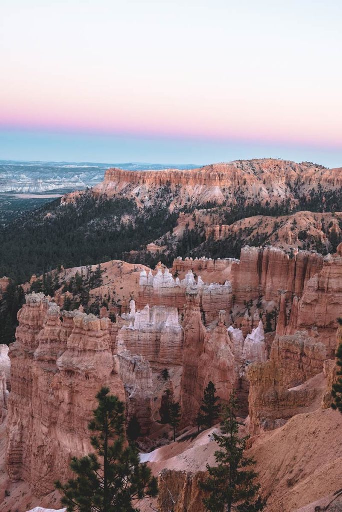 Utah Bryce Canyon Inspiration point lever de soleil ciel rose Refuse to hibernate
